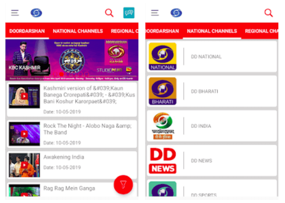 Doordarshan in-app screenshot
